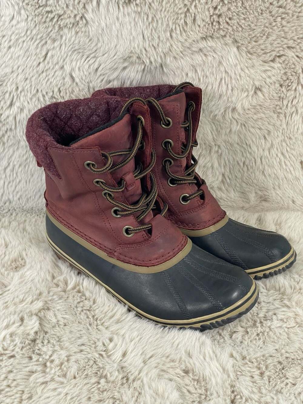 Sorel Slimpack II Lace Waterproof Duck Boots Redwood Women's Size 9
